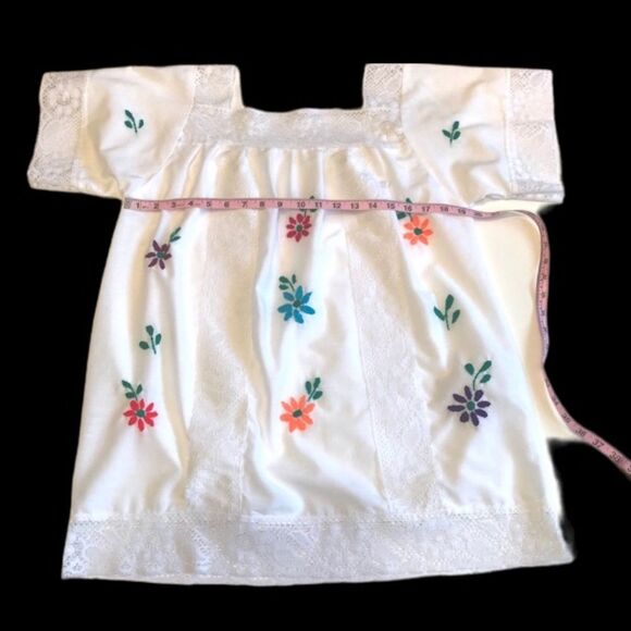 Hand-Embroidered Lace Trimmed Peasant Blouse Boho Bohemian Festival Top White - Picture 7 of 12